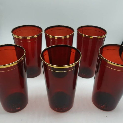 Set of 6 Anchor Hocking Ruby Red Glasses Windsor Royal Red Etsy