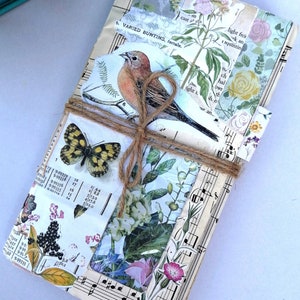 Hermoso diario con diseño de pájaros y plantas, diario basura, cuaderno de viaje, planificador, organizador de recuerdos