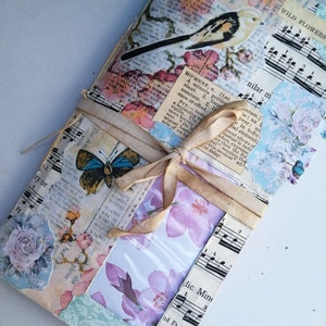 Hermoso diario con diseño de pájaros y plantas, diario basura, cuaderno de viaje, planificador, organizador de recuerdos
