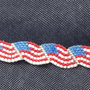 Wavy American Flag Bracelet- Patriotic!   DAR!  Veterans! - Gold or Silver - US Shipping Only!