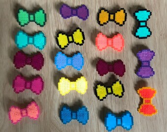Mini perler bead craft hair accessory colorful cute kawaii cosplay geeky fashion ribbon kandi Pixel Art 8bit Bow hairclip you choose color