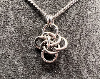 Solid Stainless Steel Persephone Chainmaille Pendant, Custom Length Stainless Chain, Pendant Measures Approx. 1" Long