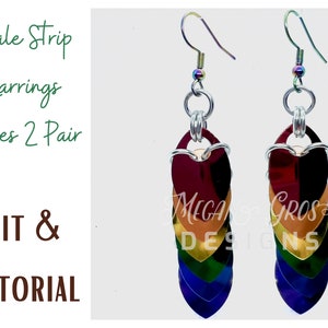 KIT & TUTORIAL - Scale Strip Earrings - Makes 2 Pairs of Earrings -  Scalemail, Scalemaille, Great for Beginners!