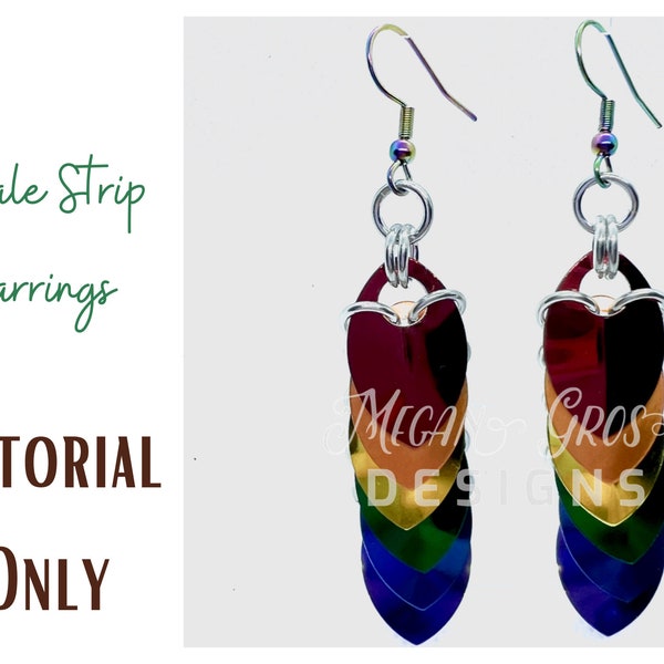 PDF TUTORIAL ONLY - Scale Strip Earrings, Scalemail, Scalemaille, Great for Beginners!