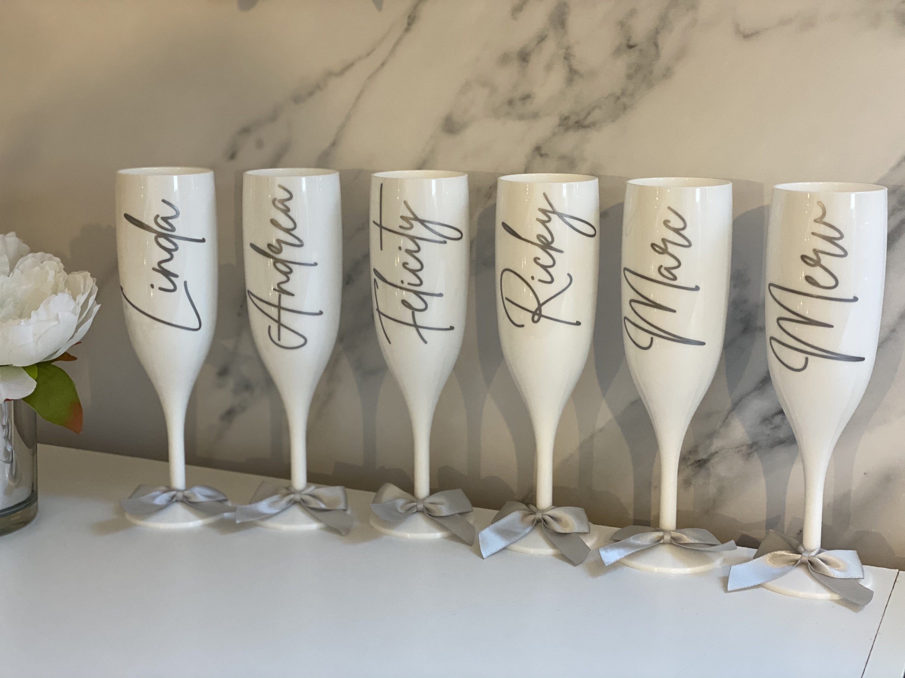 White Personalised champagne flute champagne flute plastic Etsy