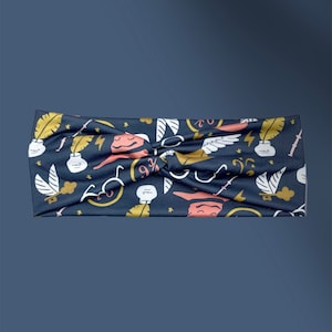 Magic School Print Twisted Headband | Workout Headband | Headband for Women | Boho Head Wrap | Soft Yoga Head Wrap | Book Lover