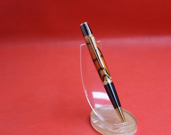 Sierra ballpoint pen gold and black with orange and black acrylic centre supplied in a velvet box gift for mum dad son mothers fathers day