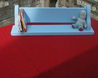 wooden book shelf free standing nursery boys bedroom blue