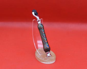 handmade razor handle mach 3 gillette blades christmas present xmas fathers day multi coloured plywood wood  and chrome fittings RH05