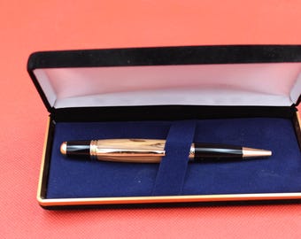Sierra Ballpoint Pen gold black and bethlehem olivewood in velvet case gift for retirement birthday christmas mothers day fathers son