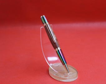 Sierra Ballpoint Pen gold black and rainbow colour bubinga wood in velvet case gift for retirement birthday christmas mothers day fathers