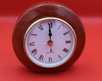 Stunning Desk or table clock made from padauk timber with gold rimmed insert clock Present gift retirement birthday house warming
