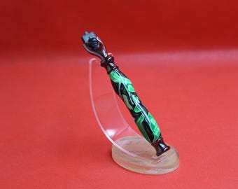 Handmade green and black acrylic resin RH41 Mach 3 Razor Handle gun metal dark chrome finish metal parts