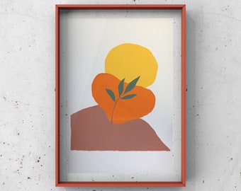 Yellow, Orange, Green, Abstract Print // Screen Print // Wall Art // Screen Printing Art