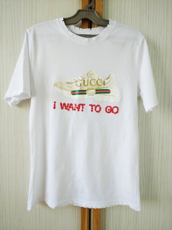 Vintage Gucci white t-shirt ,Short Sleeve T-Shirt