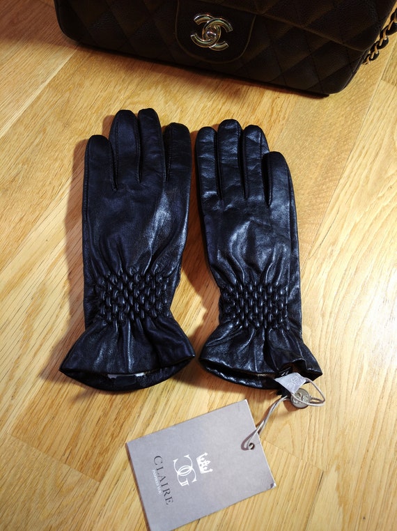 CLAIRE Black leather Gloves,Luxurious Gloves Soft