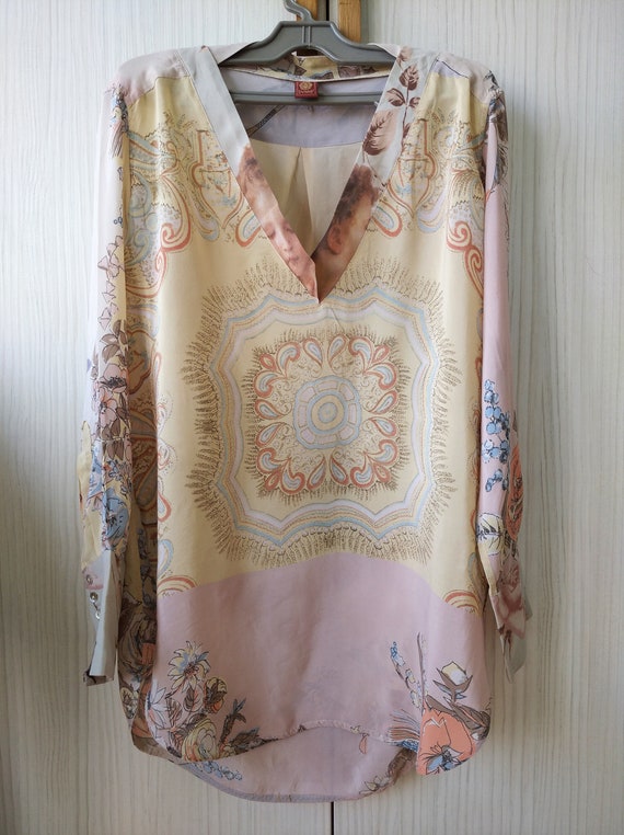 Dondup Women's Silk Shirt,Silk Long Sleeve Tunic T
