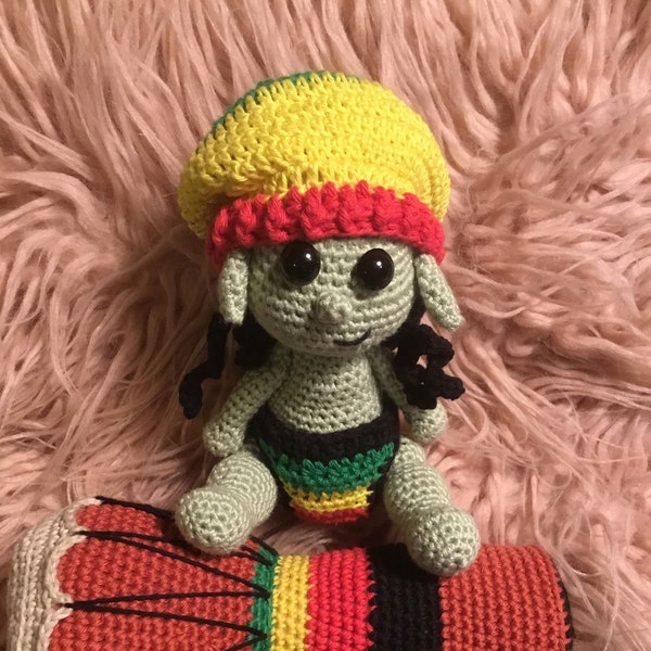 RASTA bébé orc/bébé orc reggae/bébé orque jamaïcain/amigurumi modèle au crochet téléchargement PDF/English/Français