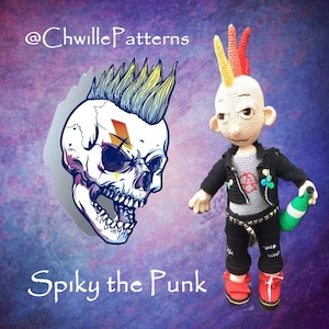 Spiky the Punk/ modèle au crochet / PDF /amigurumi /crochet/ poupée /téléchargement pdf/ Rock/ Musique