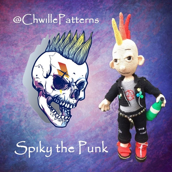 Spiky the Punk/ modèle au crochet / PDF /amigurumi /crochet/ poupée /téléchargement pdf/ Rock/ Musique