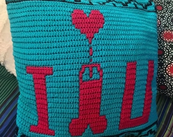 El amor está en el aire (crochet superpuesto en mosaico)/ Housse de coussin/ English/ Français/mosaique/Dick/Penis/ Amour/ Pillow/PDF