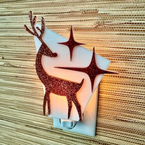 Mid Century Modern Night Light | "Rudolph" Design | Reindeer | Retro Christmas Decor | Modern Holiday Light | Atomic Avocado Designs®