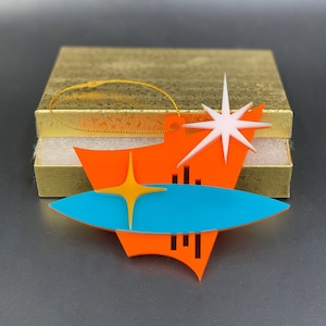 Mid Century Modern Christmas Ornament | &quot;Uptown&quot; Design | Holiday Decor | Retro Googie Sign | Atomic Avocado Designs®