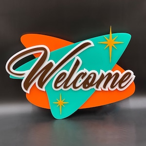 3D Mid Century Modern "Metropolis" Welcome Sign | Family Name Sign | Retro Decor | Wall Art | House Numbers | Atomic Avocado Designs®