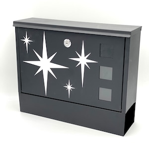 Mid Century Modern Stylized Mailbox with Atomic Starbursts | Atomic Avocado Designs®
