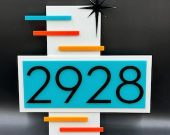 3D Mid Century Modern "Stacked Stone" Address Sign | Modern House Numbers | Atomic Avocado Designs®