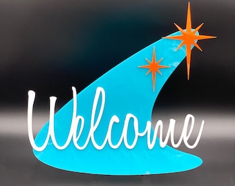 3D Mid Century Modern Atomic Boomerang" Welcome Sign | Wall Art | Retro Decor | Atomic Avocado Designs®