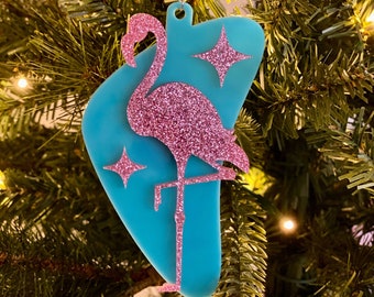 Mid Century Modern Christmas Ornament | "Flamingo" Design | Holiday Decor | Retro | Atomic Avocado Designs®