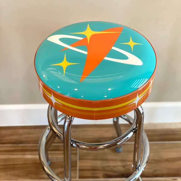 Mid Century Modern "Atomic Bar Stool" | Space Age | Retro Design | Handcrafted | One Barstool | Made in the USA | Atomic Avocado Designs®