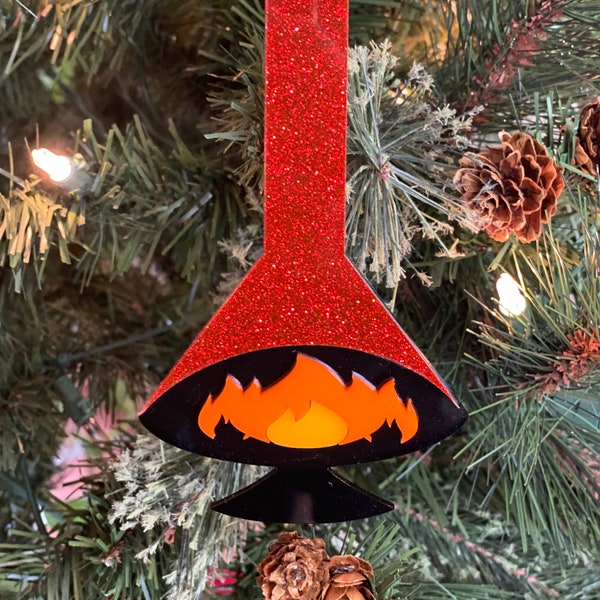 Mid Century Modern Christmas Ornament | "Fireside" Design | Malm Inspired | Holiday Decor | Retro Fireplace | Atomic Avocado Designs®