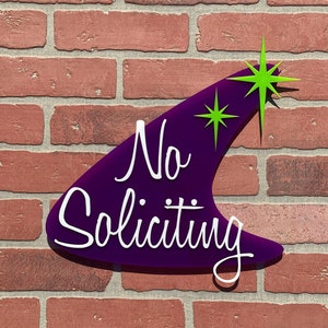 3D Mid Century Modern "No Soliciting" Sign | Atomic Boomerang | Wall Art | | Retro Decor | Welcome Sign | Atomic Avocado Designs®