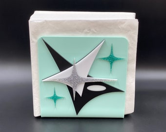 Mid Century Modern Napkin Holder | &quot;Space Age&quot; Design | Sparkle Stars | Envelope - Mail Holder | Atomic Avocado Designs