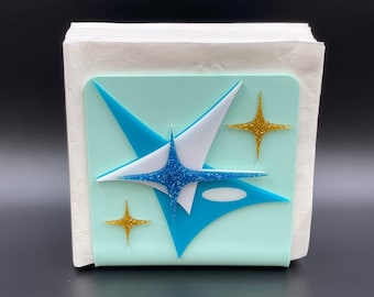 Mid Century Modern Napkin Holder | &quot;Space Age&quot; Design | Sparkle Stars | Envelope - Mail Holder | Atomic Avocado Designs