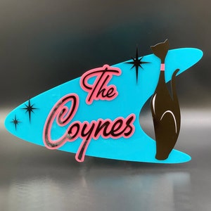 Mid Century Modern &quot;Hip Cat&quot; Sign | House Address Numbers | Welcome | Sexton Cats Inspired | Wall Art | Atomic Avocado Designs®