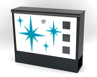 Mid Century Modern Stylized Mailbox with Atomic Starbursts | Atomic Avocado Designs®