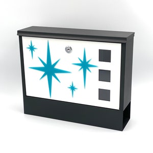 Mid Century Modern Stylized Mailbox with Atomic Starbursts Atomic Avocado Designs® image 1