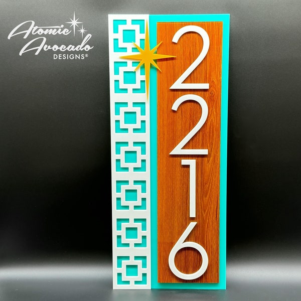 Mid Century Modern "Mod Block" Address Sign: Retro Breeze Blocks House Numbers