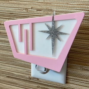 Mid Century Modern &quot;Starlite&quot; Night Light | Retro Pink Decor | Ambient Lighting | Plug In Wall Light | McM | Atomic Avocado Designs®