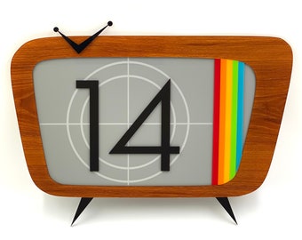 3D Mid Century Modern "Atomicolor II" Address Sign | Retro Television | Vintage Style TV | Modern Wall Art Decor | Atomic Avocado Designs®