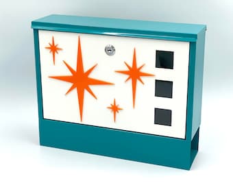 Mid Century Modern Stylized Mailbox with Atomic Starbursts | Atomic Avocado Designs®