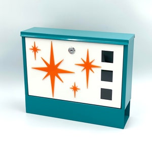 Mid Century Modern Stylized Mailbox with Atomic Starbursts | Atomic Avocado Designs®