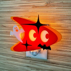 3D Handcrafted "BOO-merang" Night Light | Retro Halloween Decor | Mid Century Modern Boomerang | Candy Corn | Ghost| Atomic Avocado Designs®