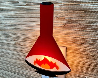 Mid Century Modern Night Light | "Fireside" Design | Ambient Lighting | Plug In Wall Light | Malm-Inspired | Atomic Avocado Designs®