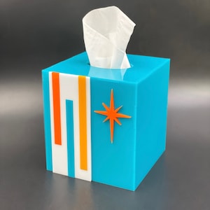 Mid Century Modern Tissue Box Cover | &quot;ModLine&quot; Design | Retro Style Tissue Box | Atomic Starburst | Modern Decor | Atomic Avocado Designs®