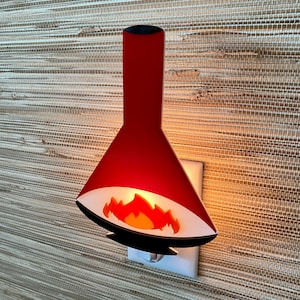 Large Mid Century Modern Night Light | &quot;Fireside&quot; Design | Malm Inspired | Retro Fireplace | Preway Majestic Style | Atomic Avocado Designs®