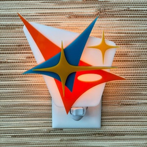 Lámpara de noche moderna de mediados de siglo / Diseño "Era Espacial" / Decoración atómica / Lámpara de noche retro / Estrellas / Regalo MCM / Atomic Avocado Designs®
